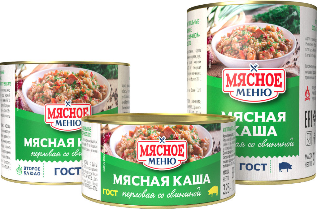 Мясная каша перловая со свининой, ГОСТ